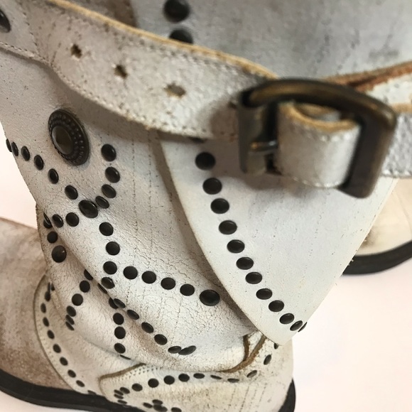 ASH Studded Boots Buckle Strap Distressed Engineer - Picture 14 of 15